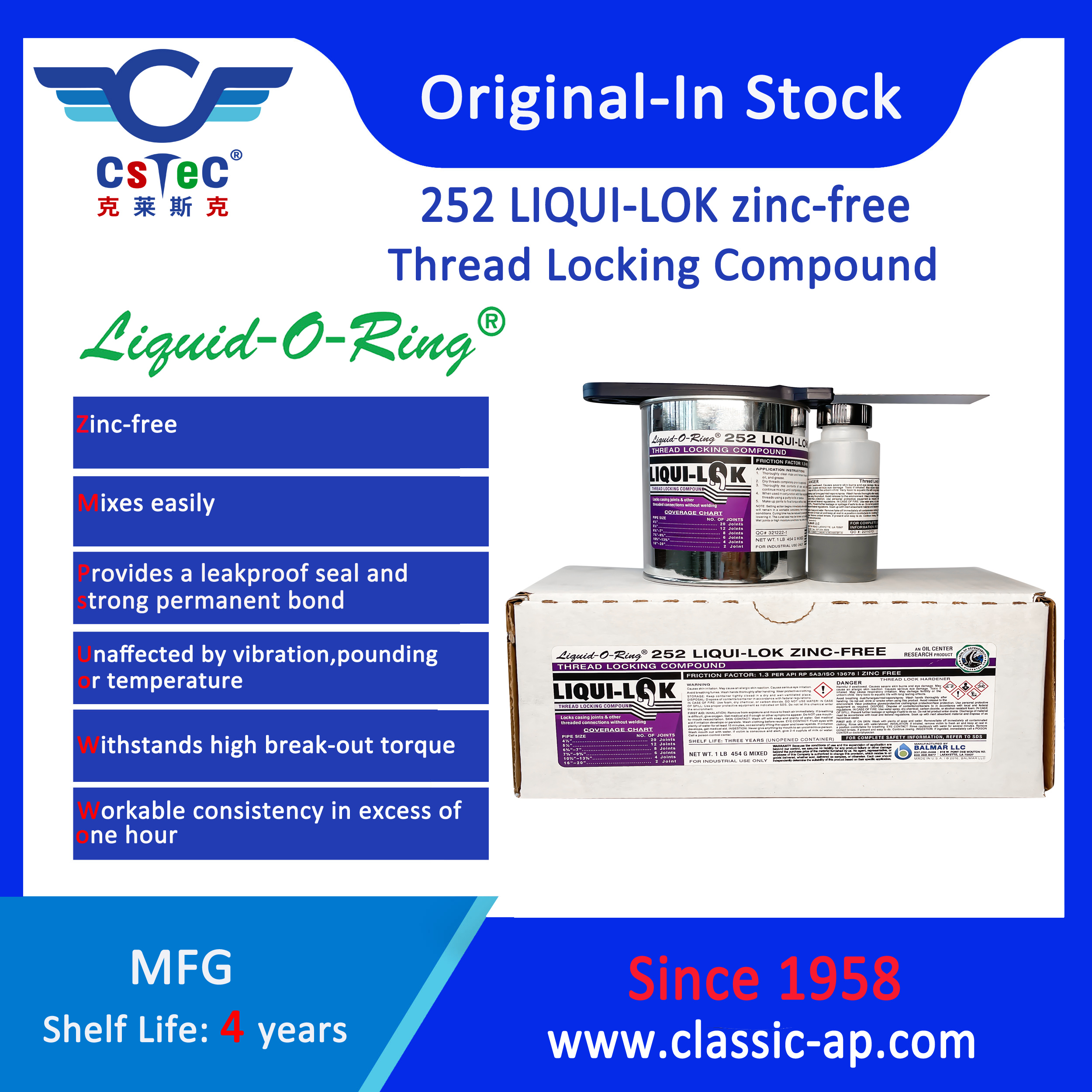 Liquid-O-Ring 252 Liqui-Lok Zinc-Free Thread-Locking Compound